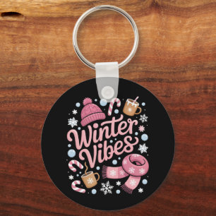 Winter Vibes Season Cold Weather Hello Winter Key Ring