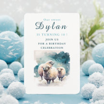 Winter vibes Sheep - Birthday Invitation Card