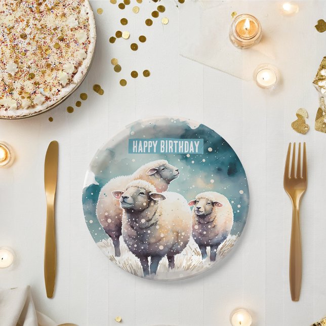 Winter vibes Sheep -  Birthday Party - Paper Plate (Creator Uploaded)
