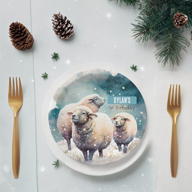 Winter vibes Sheep -  Birthday Party - Paper Plate (Creator Uploaded)