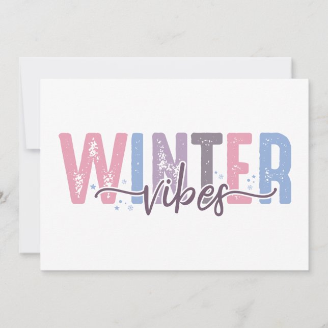 Winter Vibes - Soft Pastel Typography Card (Front)