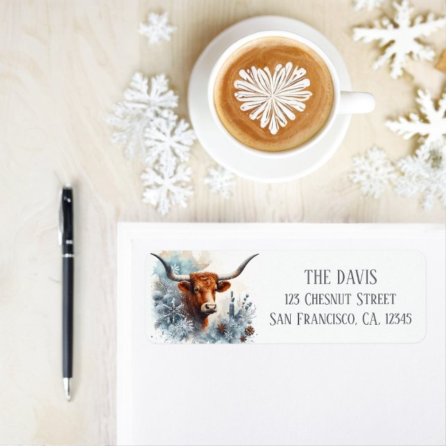 Winter Vibes Texas Longhorn - Return address  Label (Creator Uploaded)