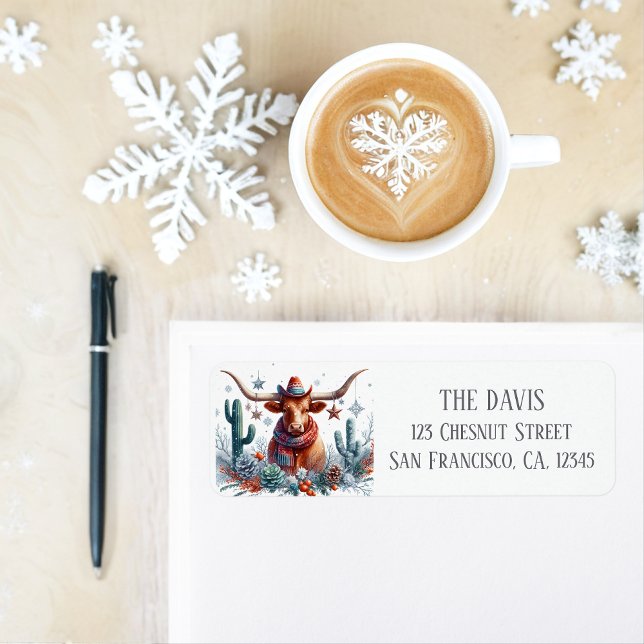 Winter Vibes Texas Longhorn - Return address  Label (Creator Uploaded)