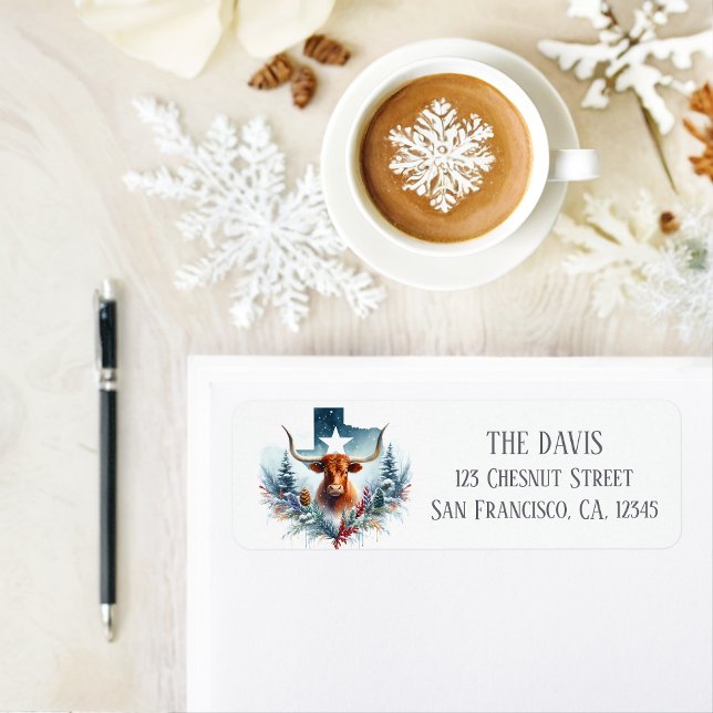 Winter Vibes Texas Longhorn - Return address  Label (Creator Uploaded)