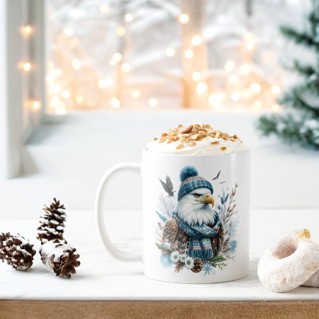 Winter Vibes Watercolor Bald Eagle - Coffee Mug (Creator Uploaded)