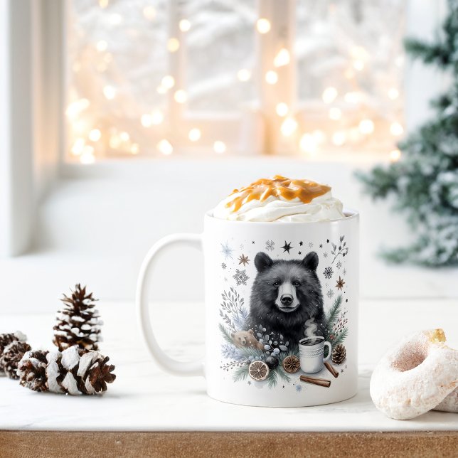 Winter Vibes Watercolor Black Bear - Coffee Mug (Creator Uploaded)