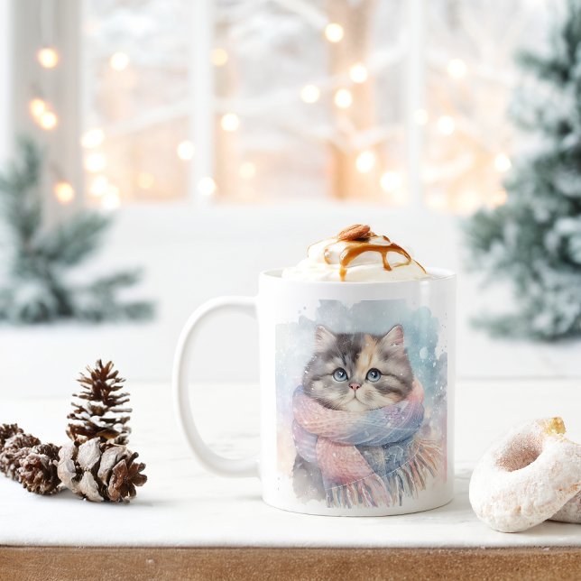 Winter Vibes Watercolor Cat - Coffee Mug (Creator Uploaded)