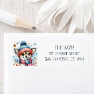 Winter Vibes Watercolor Chihuahua - Return Address Label