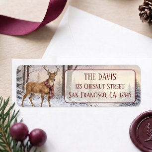 Winter Vibes Watercolor Deer Return address Label