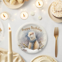 Winter vibes Watercolor Ermine -  Birthday Party -