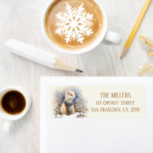 Winter Vibes Watercolor Ermine Return address Label