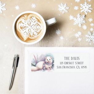 Winter Vibes Watercolor Ermine Return address  Label
