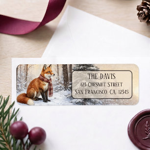 Winter Vibes Watercolor Fox Return address Label