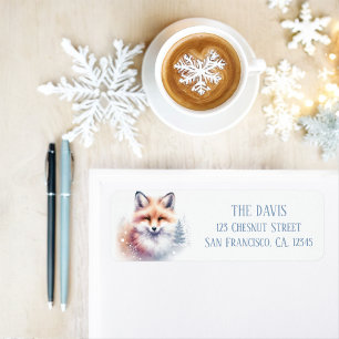 Winter Vibes Watercolor Fox Return address  Label