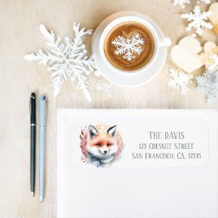 Winter Vibes Watercolor Fox Return address  Label
