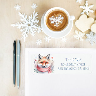 Winter Vibes Watercolor Fox Return address  Label