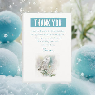 Winter vibes Watercolor Owl - Birthday Thank You Card