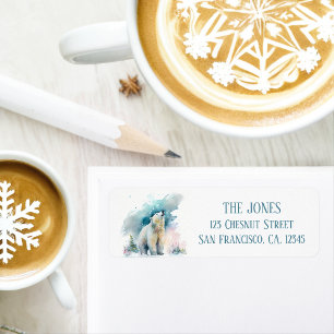 Winter Vibes Watercolor Polar Bear Return address  Return Address Label