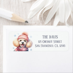 Winter Vibes Watercolor Poodle - Return Address  Label