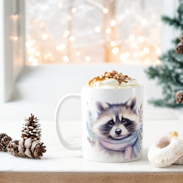 Winter Vibes Watercolor Racoon - Coffee Mug (Creator Uploaded)