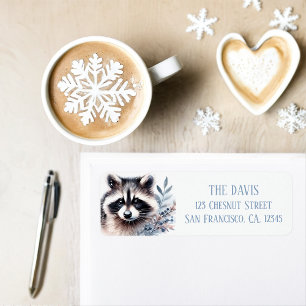 Winter Vibes Watercolor Racoon Return address  Label