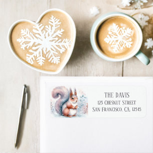Winter Vibes Watercolor Squirrel Return address  Label