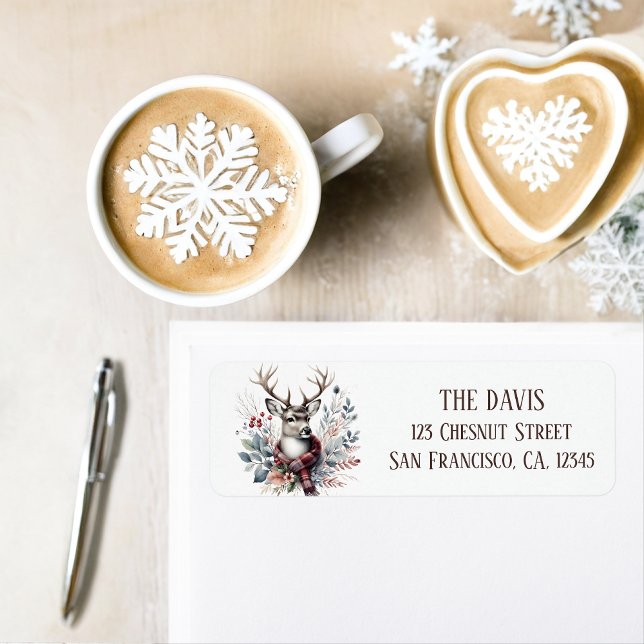 Winter Vibes White Tailed Deer Return address  Label (Creator Uploaded)