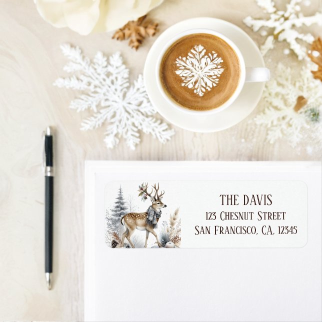 Winter Vibes White Tailed Deer Return address  Label (Creator Uploaded)