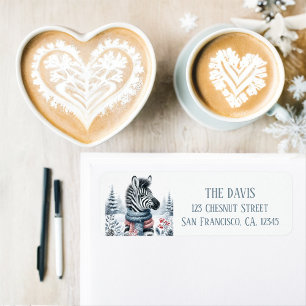 Winter Vibes Zebra - Return address  Label