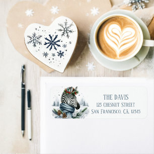 Winter Vibes Zebra - Return address  Label