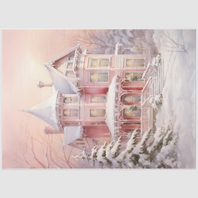 Winter Victorian House Tissue Paper (Front)