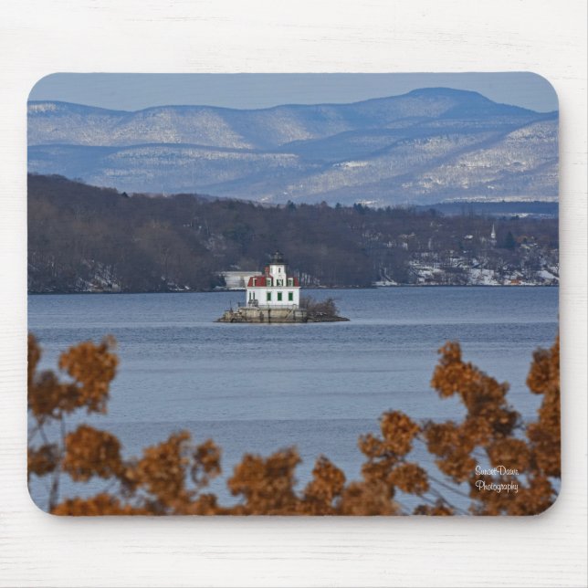 Winter View of Esopus Meadows Lighthouse Mouse Pad (Front)