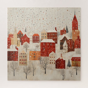 WINTER VILLAGE ART CHRISTMAS JIGSAW PUZZLE