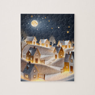 WINTER VILLAGE ART CHRISTMAS JIGSAW PUZZLE