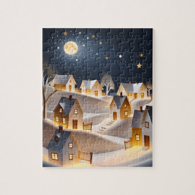 WINTER VILLAGE ART CHRISTMAS JIGSAW PUZZLE (Vertical)