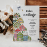 Winter village Baby Shower snowy Invitation<br><div class="desc">Snowy Baby Shower invitations with a colourful Christmas village. Personalised with your name and event date.</div>