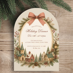 Winter Village Elegant Vintage Holiday Party Invitation