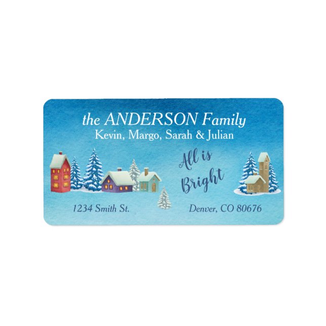 Winter Village Family Return Address Label (Front)