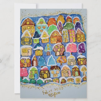 Winter village holiday card