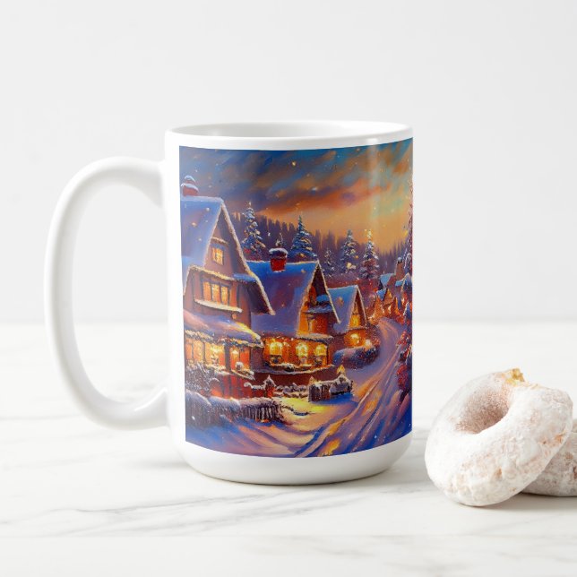 Winter Village Holiday Coffee Mug (With Donut)