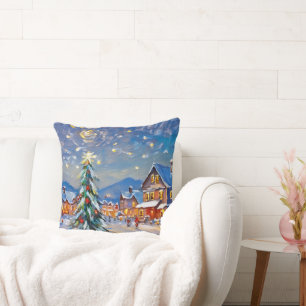 Winter Village Holiday Cushion