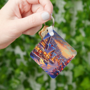 Winter Village Holiday Key Ring