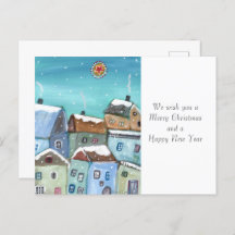 Winter Village Holiday Postcard