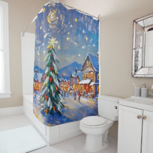 Winter Village Holiday Shower Curtain