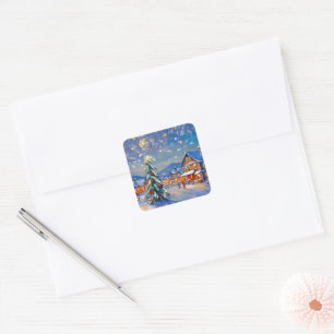 Winter Village Holiday Square Sticker