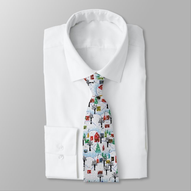 Winter Village Holiday Tie (Tied)