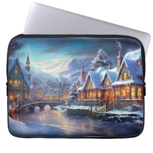 Winter Village Illustration Laptop Sleeve