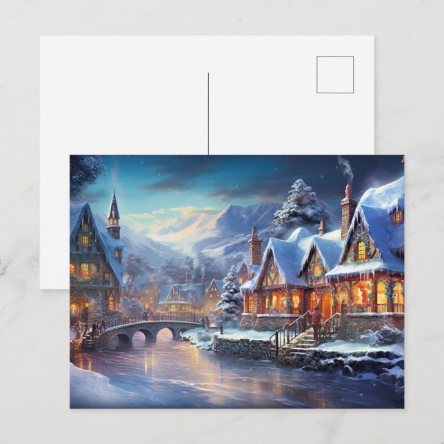 Winter Village Illustration Postcard (Front/Back)