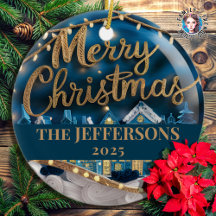 Winter Village Merry Christmas Custom Family Name