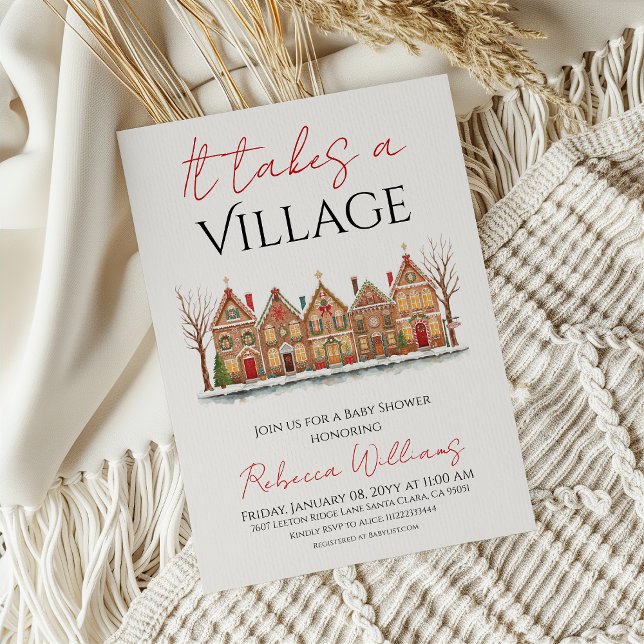  Winter Village Neutral Gingerbread Baby Shower Invitation (Creator Uploaded)